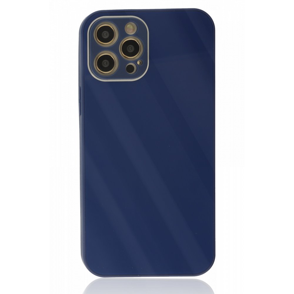  iPhone 12 Pro Max Kılıf Glass Kapak - Lacivert