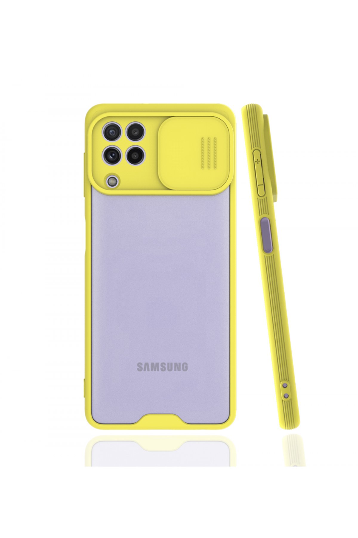  Samsung Galaxy M22 Kılıf Platin Kamera Koruma Silikon - Sarı
