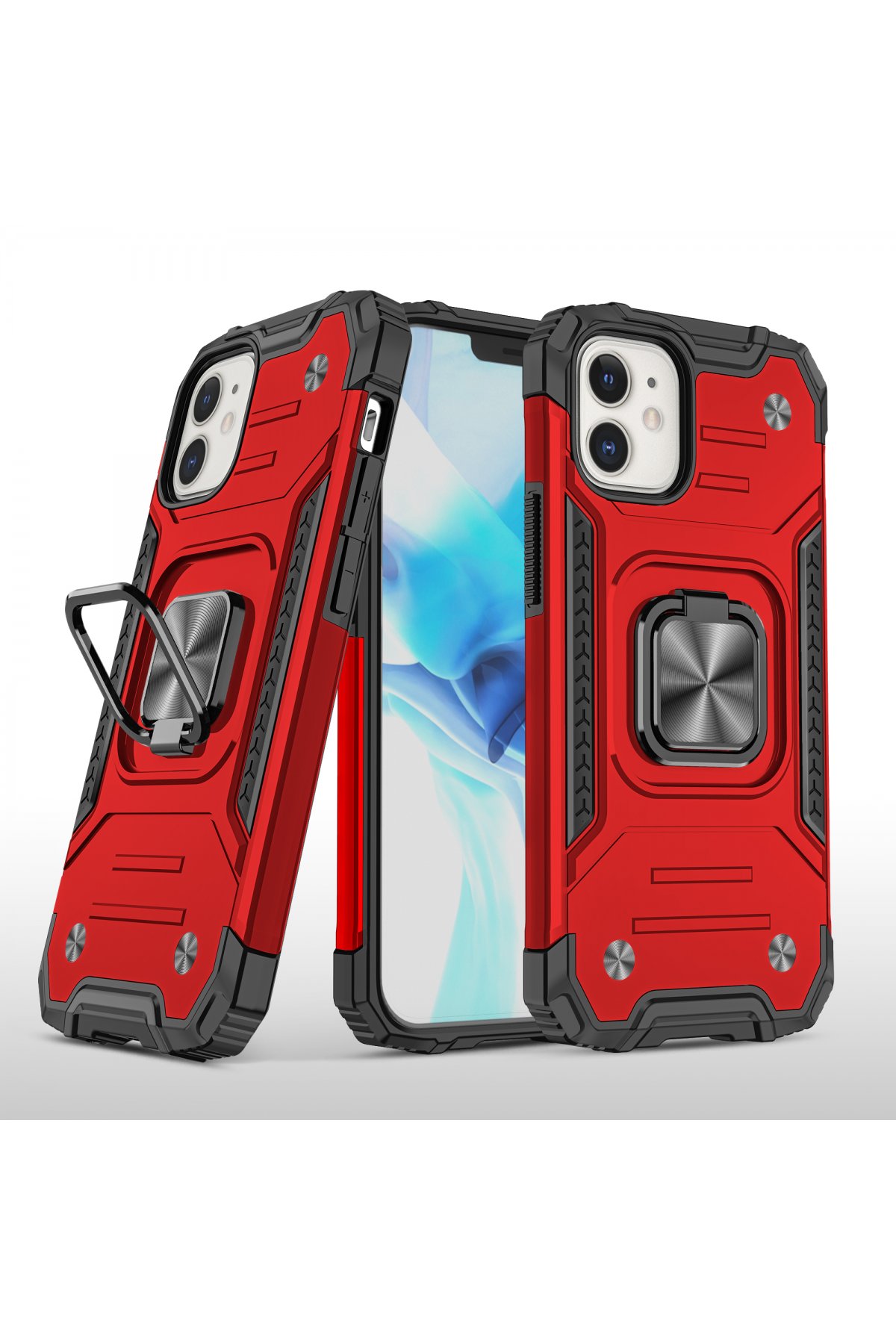 iPhone 12 Mini Kılıf Zegna Yüzüklü Silikon Kapak - Kırmızı iPhone 12 Mini Kılıf Zegna Yüzüklü Silikon Kapak - Kırmızı