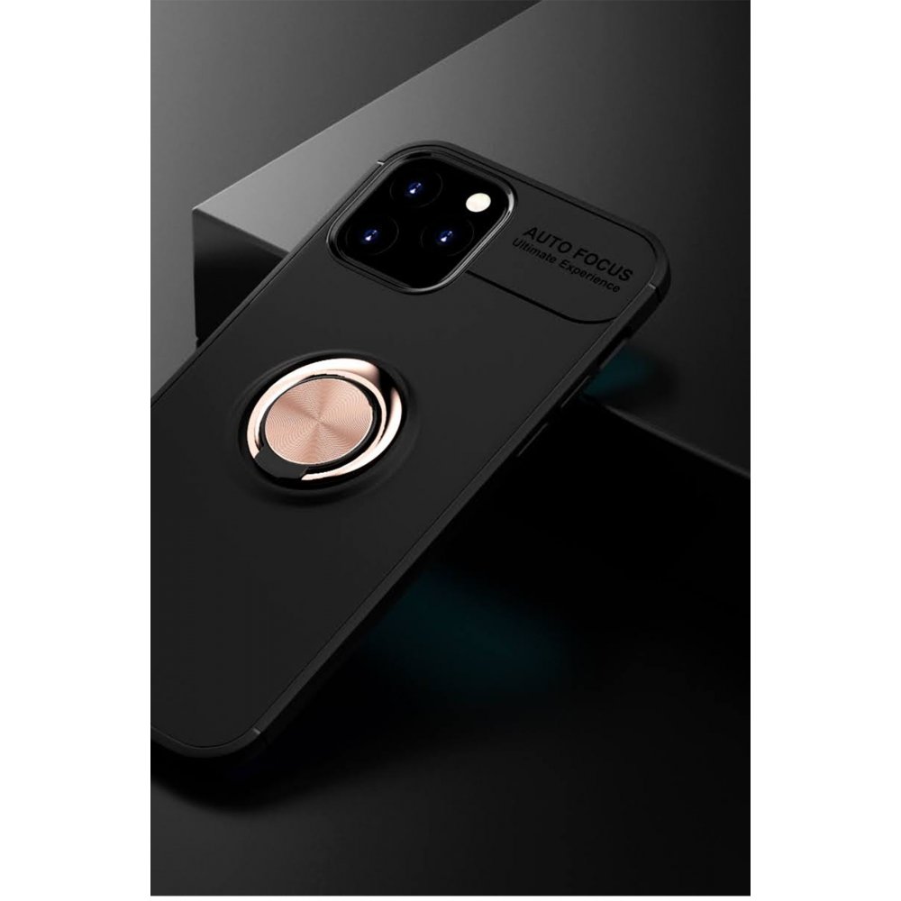  iPhone 12 Pro Kılıf Range Yüzüklü Silikon - Siyah-Gold