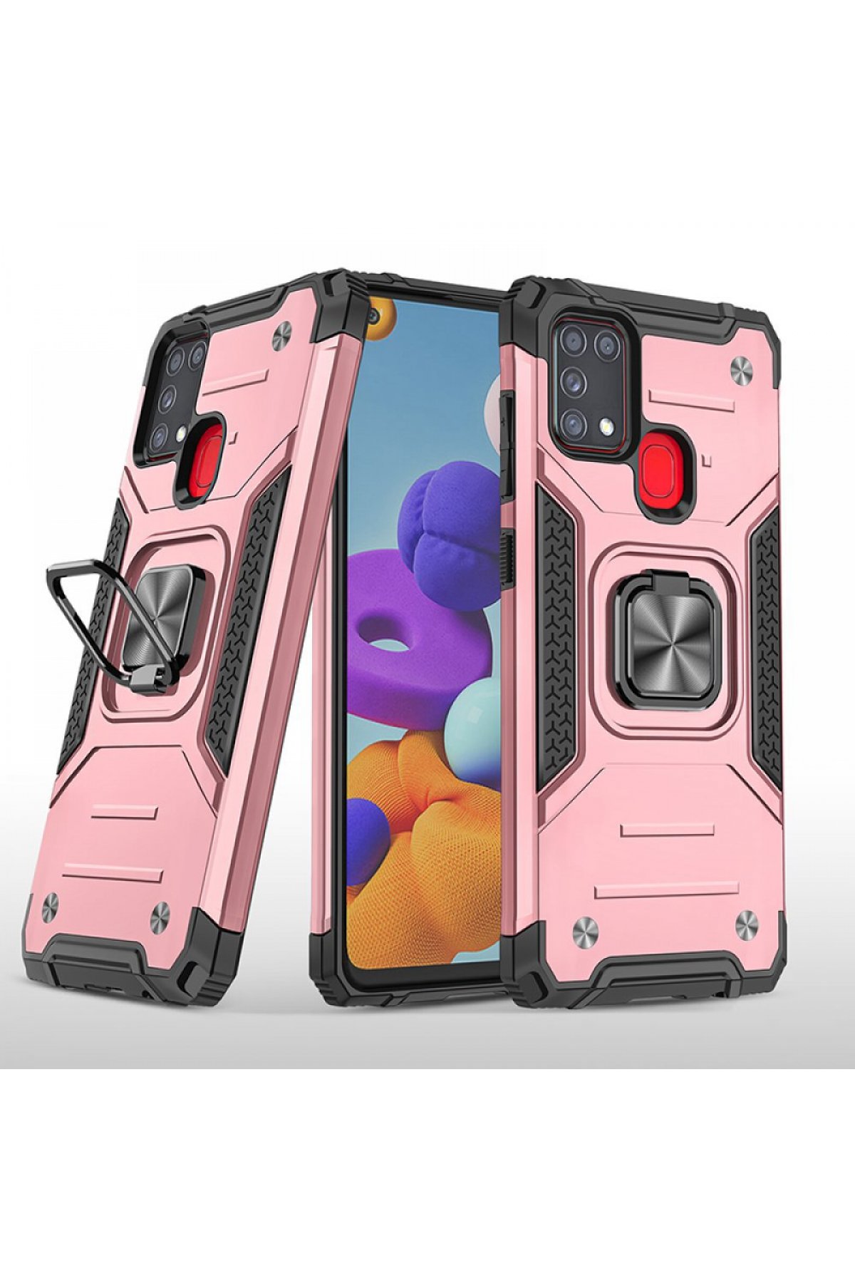  Samsung Galaxy M31 Kılıf Zegna Yüzüklü Silikon Kapak - Rose