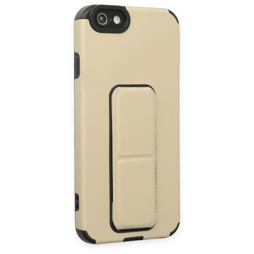  iPhone 6 Kılıf Mega Standlı Silikon - Gold