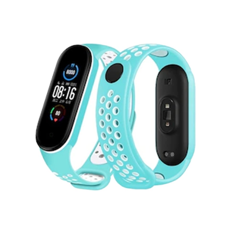 Xiaomi Mi Band 3 Spor Delikli Kordon - Turkuaz-Beyaz