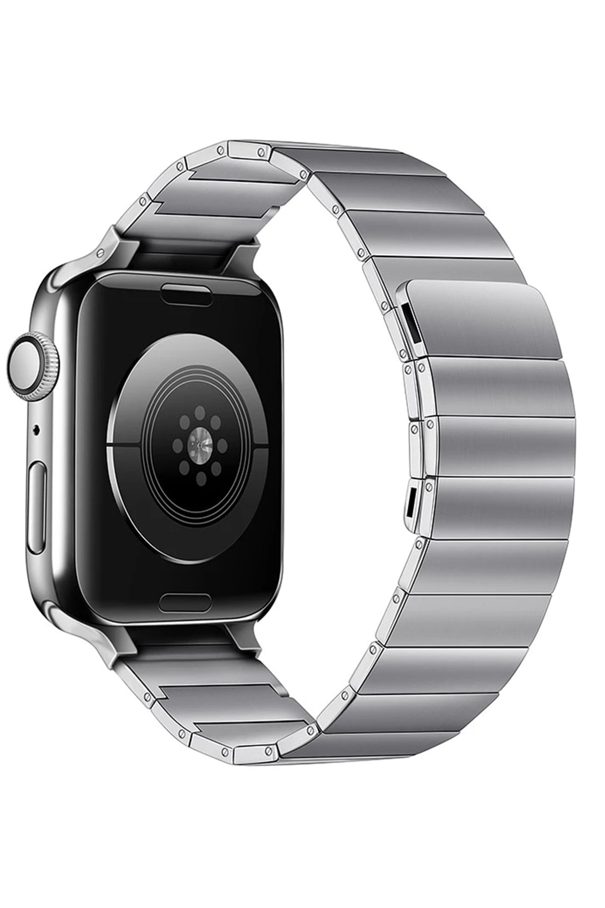 Apple Watch 44mm KR404 Huks Kordon - Gümüş Apple Watch 44mm KR404 Huks Kordon - Gümüş