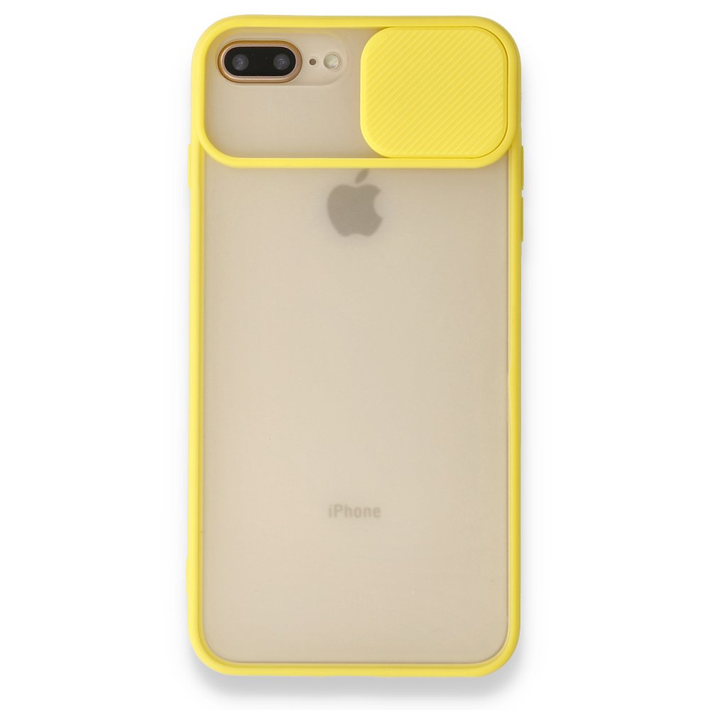  iPhone 7 Plus Kılıf Palm Buzlu Kamera Sürgülü Silikon - Sarı