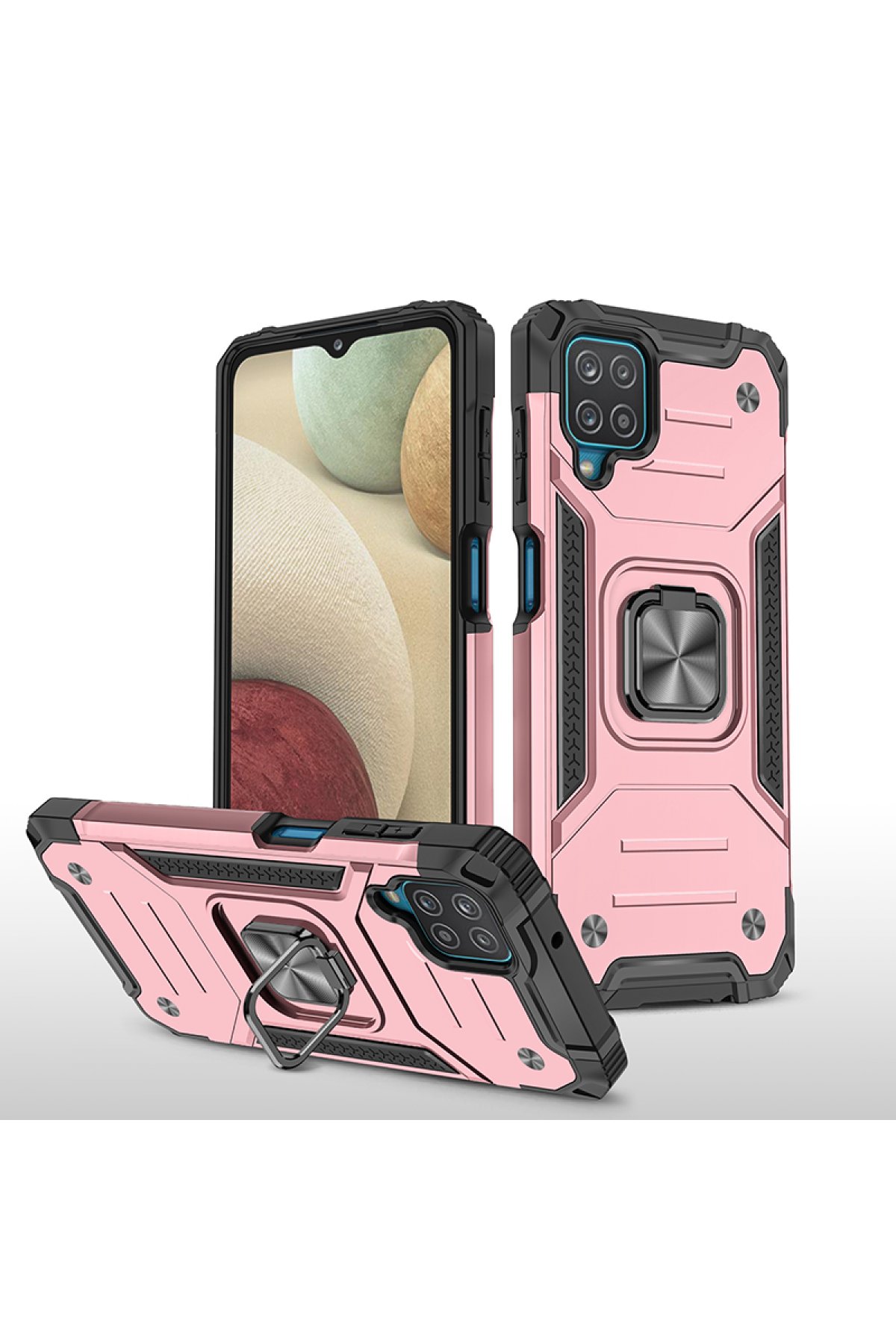  Samsung Galaxy A22 Kılıf Zegna Yüzüklü Silikon Kapak - Rose