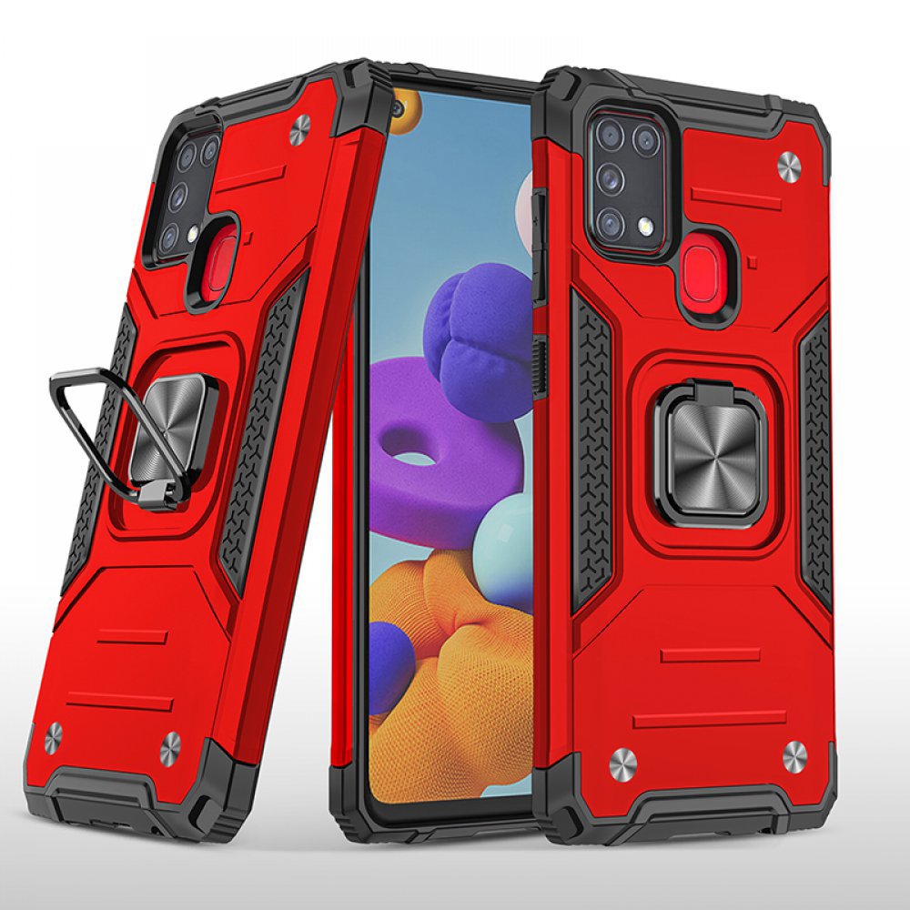 Samsung Galaxy M31 Kılıf Zegna Yüzüklü Silikon Kapak - Kırmızı