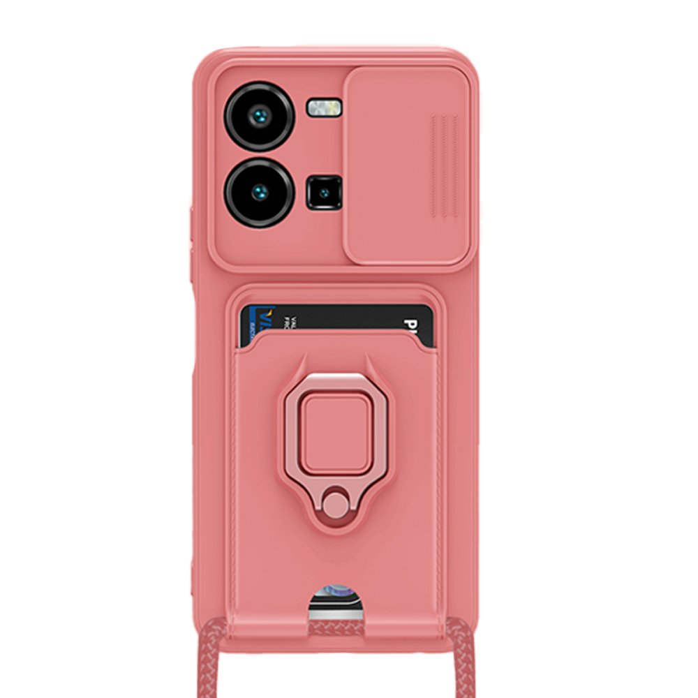  Vivo Y22S Kılıf Zuma Kartvizitli Yüzüklü Silikon - Pembe