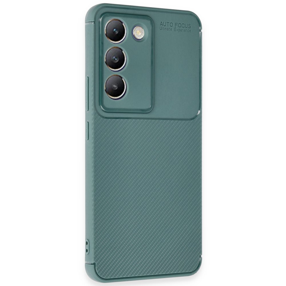 Vivo V30 Lite 4G Kılıf Auto Focus Karbon Kapak - Koyu Yeşil Vivo V30 Lite 4G Kılıf Auto Focus Karbon Kapak - Koyu Yeşil