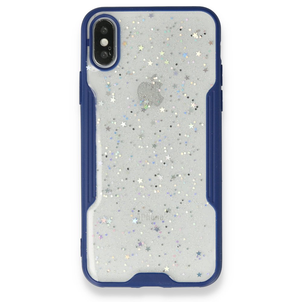  iPhone XS Max Kılıf Platin Simli Silikon - Lacivert