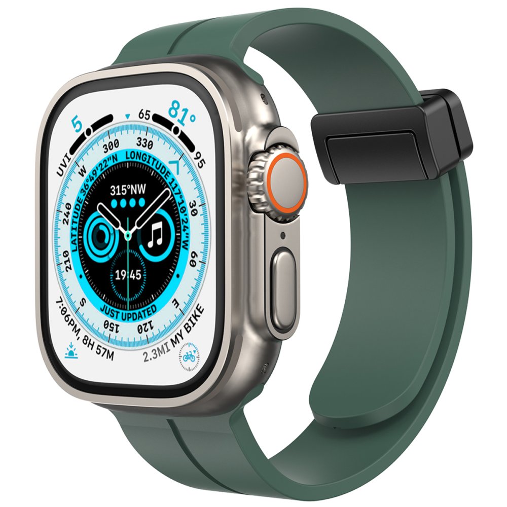  Apple Watch 45mm KR412 Elegance Stylısh Kordon - Koyu Yeşil