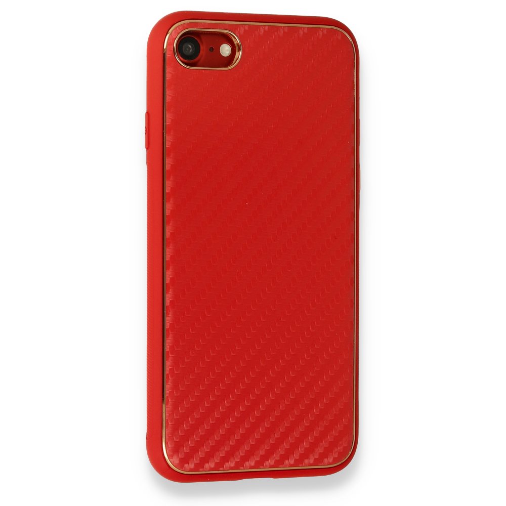 iPhone 8 Kılıf Coco Karbon Silikon - Kırmızı iPhone 8 Kılıf Coco Karbon Silikon - Kırmızı