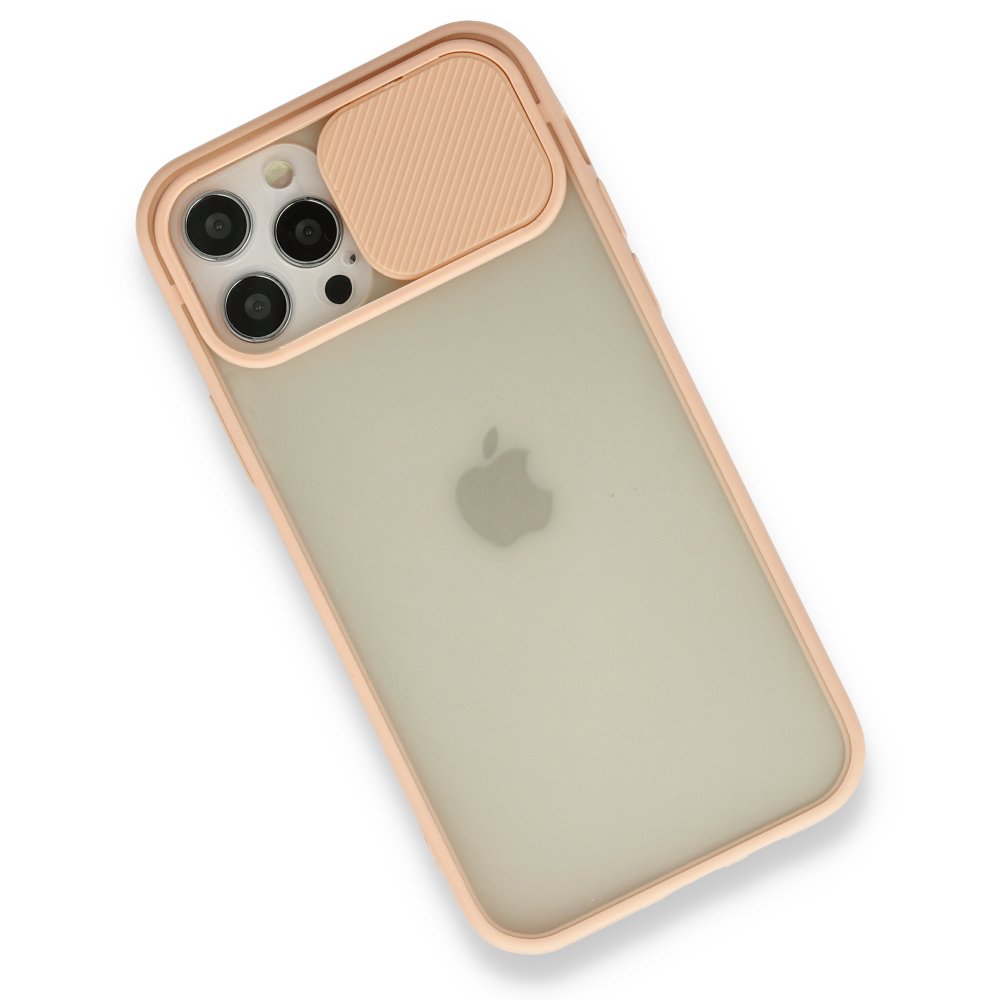 iPhone 12 Pro Kılıf Palm Buzlu Kamera Sürgülü Silikon - Pembe iPhone 12 Pro Kılıf Palm Buzlu Kamera Sürgülü Silikon - Pembe