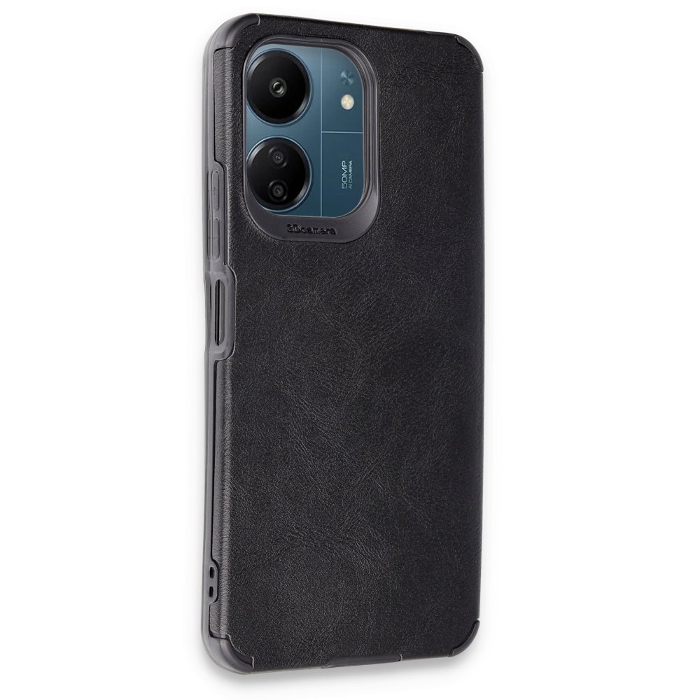  Xiaomi Poco C65 Kılıf Loop Deri Silikon - Siyah