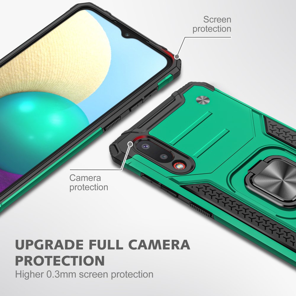  Samsung Galaxy A02 Kılıf Zegna Yüzüklü Silikon Kapak - Koyu Yeşil