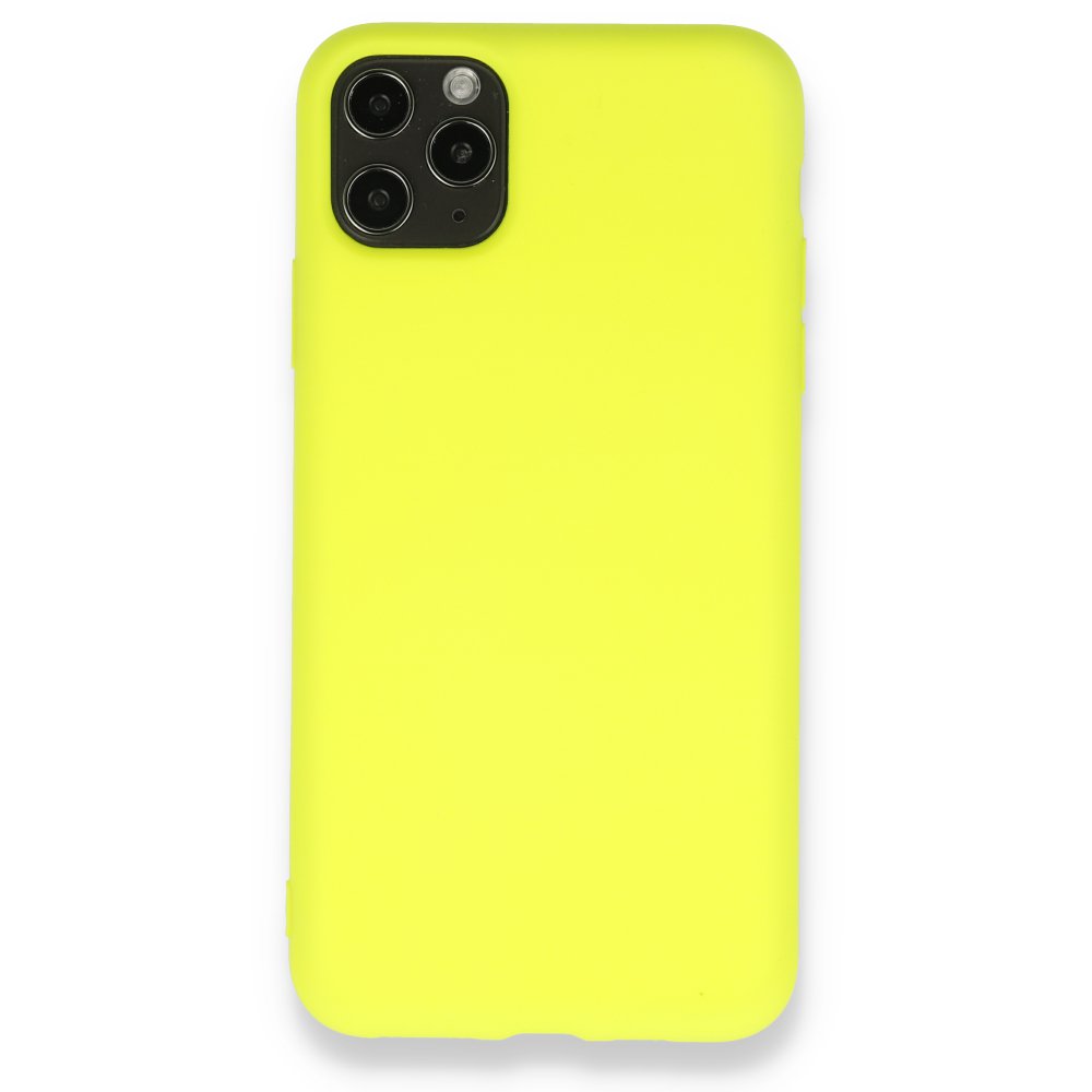  iPhone 11 Pro Max Kılıf Nano içi Kadife Silikon - Sarı