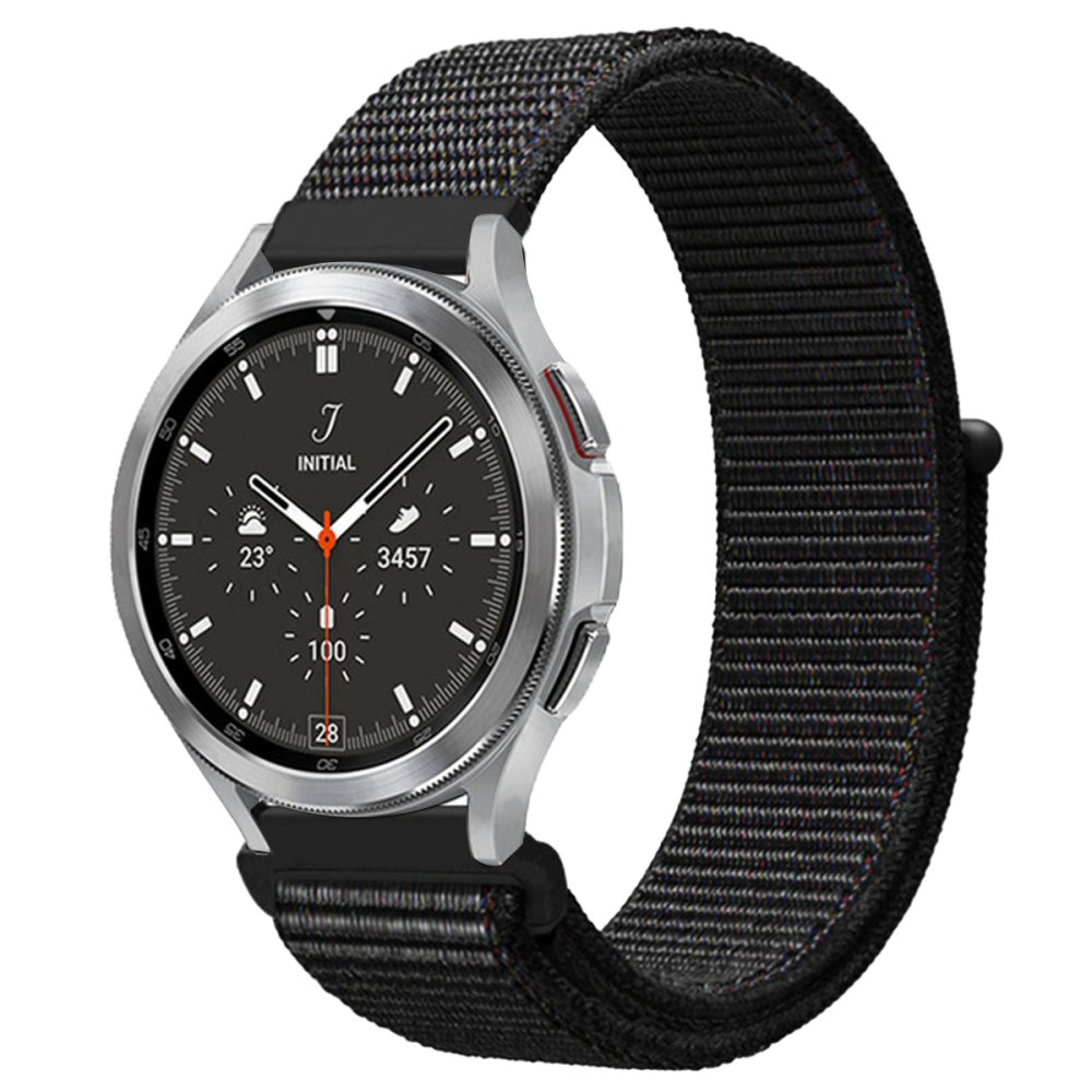  Watch 22mm Hasırlı Cırtcırtlı Kordon - Siyah-Mavi