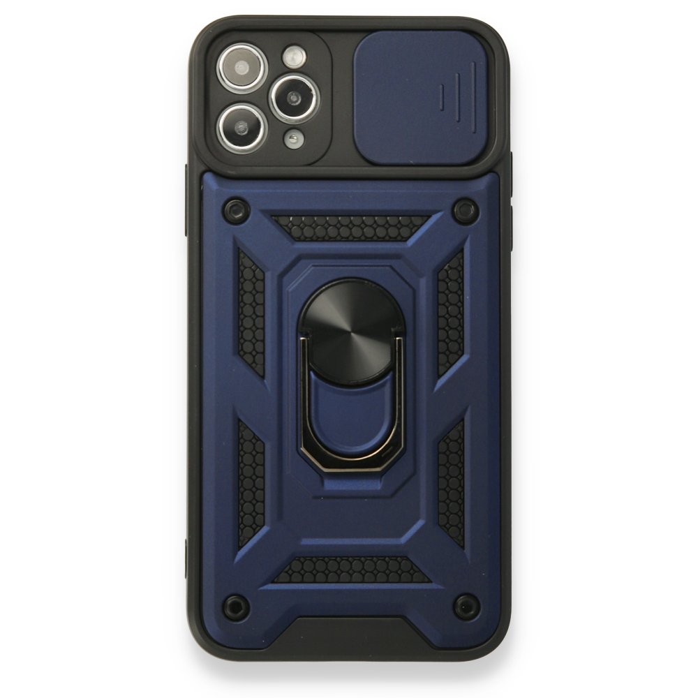  iPhone 11 Pro Max Kılıf Pars Lens Yüzüklü Silikon - Lacivert