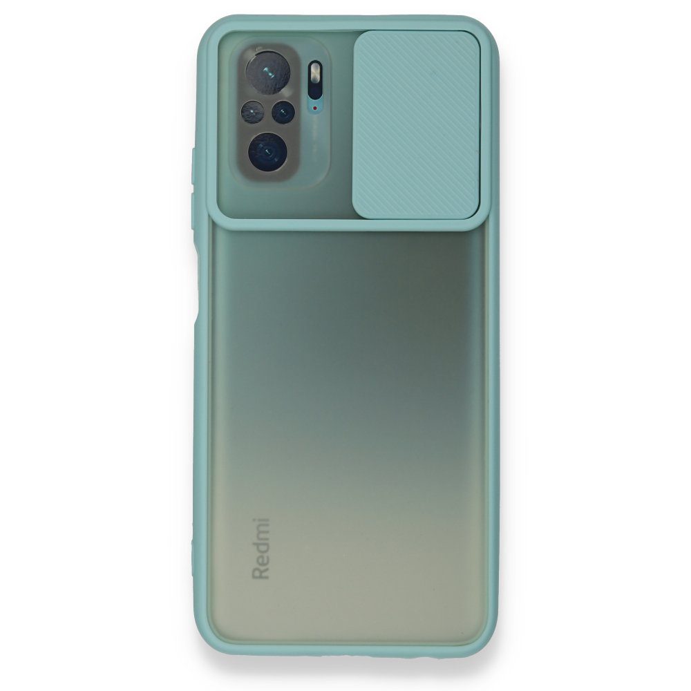 Redmi Note 10S Kılıf Palm Buzlu Kamera Sürgülü Silikon - Turkuaz