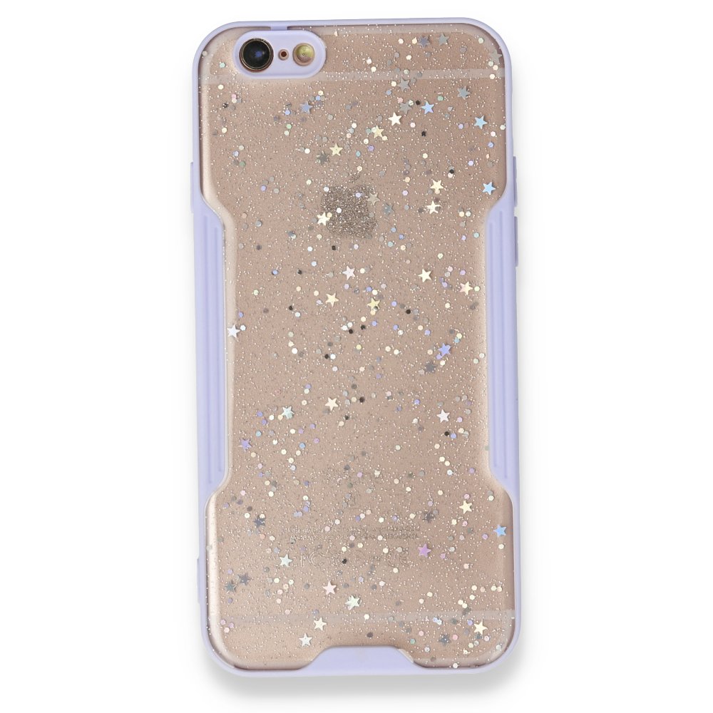  iPhone 6 Kılıf Platin Simli Silikon - Lila