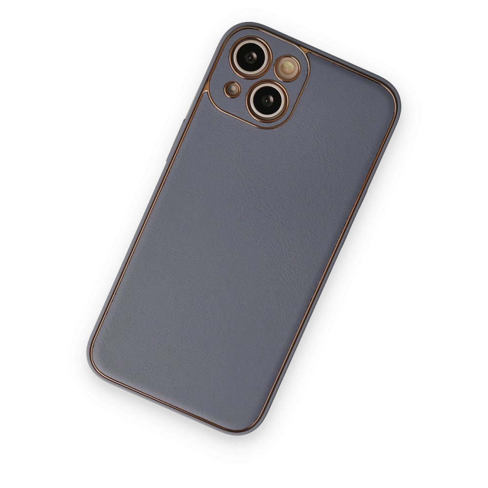 iPhone 14 Plus Kılıf Coco Deri Silikon Kapak - Gri  iPhone 14 Plus Kılıf Coco Deri Silikon Kapak - Gri