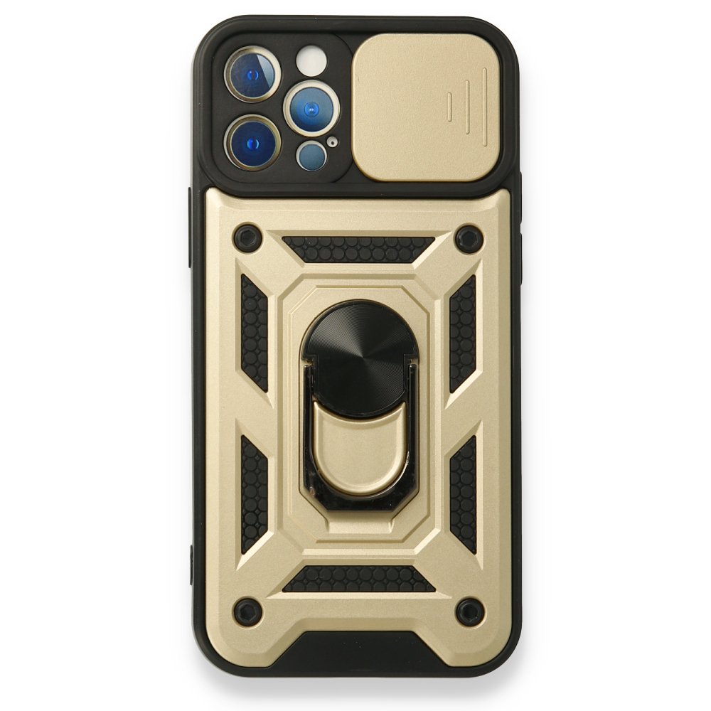  iPhone 12 Pro Kılıf Pars Lens Yüzüklü Silikon - Gold
