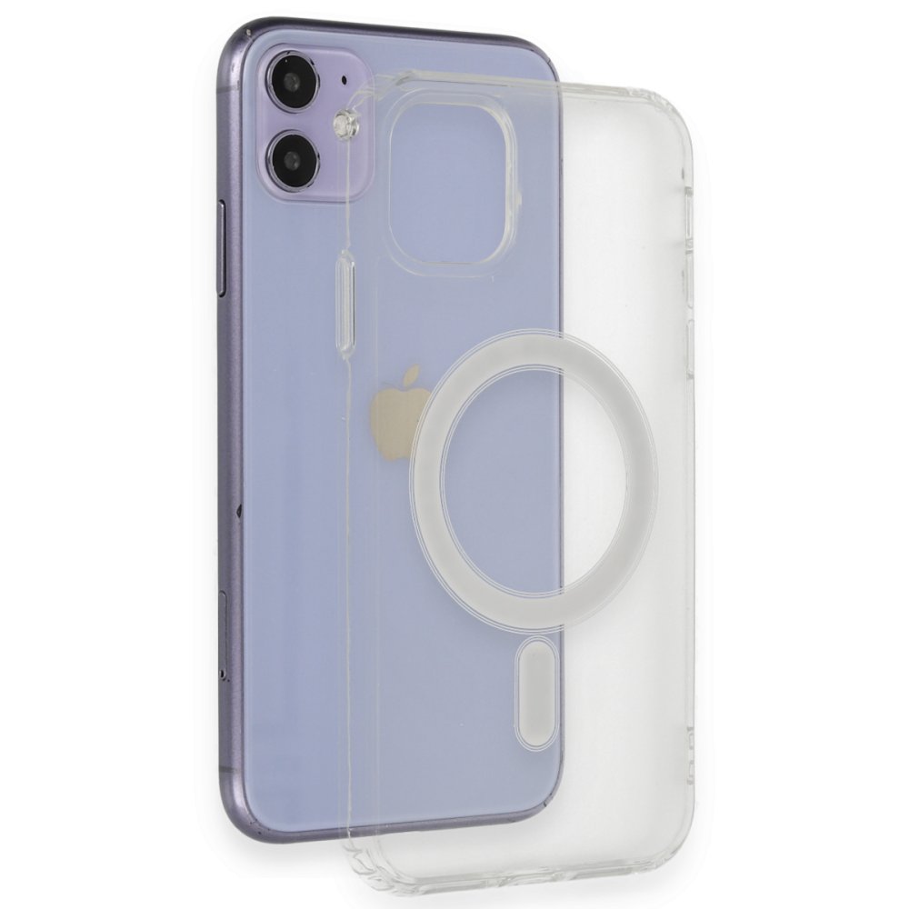  iPhone 11 Kılıf Matte Şeffaf Magneticsafe - Şeffaf