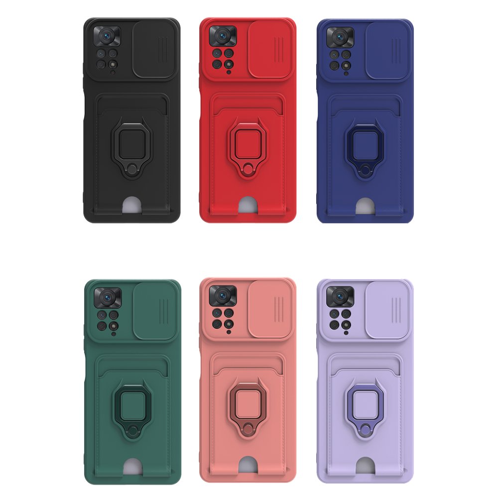 Redmi Note 12 Pro 4G Kılıf Zuma Kartvizitli Yüzüklü Silikon - Siyah