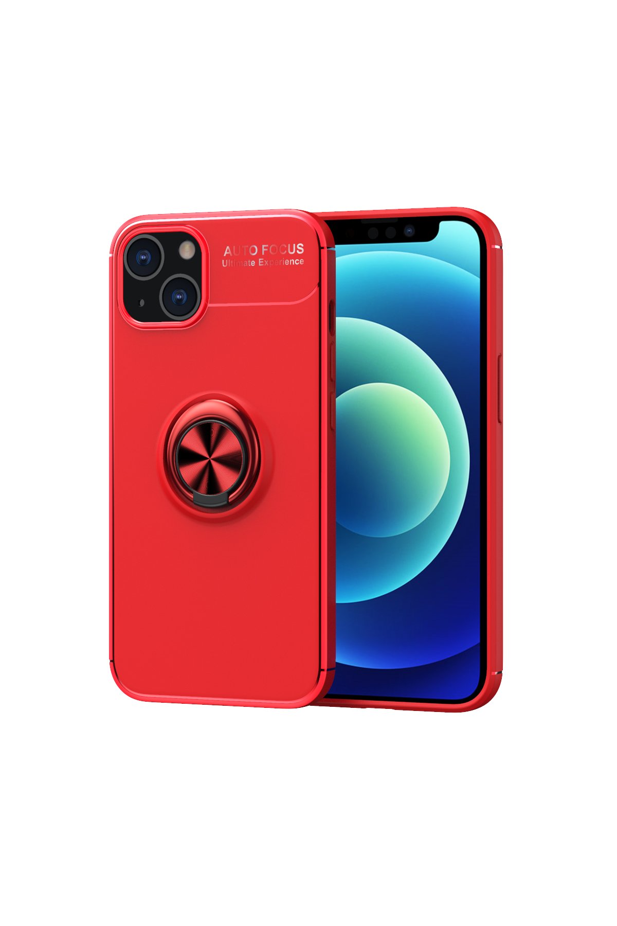 iPhone 13 Kılıf Range Yüzüklü Silikon - Kırmızı