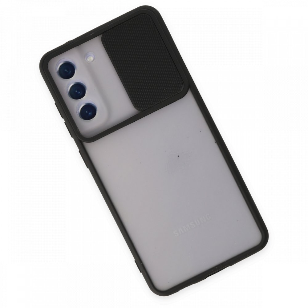  Samsung Galaxy S21 FE Kılıf Palm Buzlu Kamera Sürgülü Silikon - Siyah