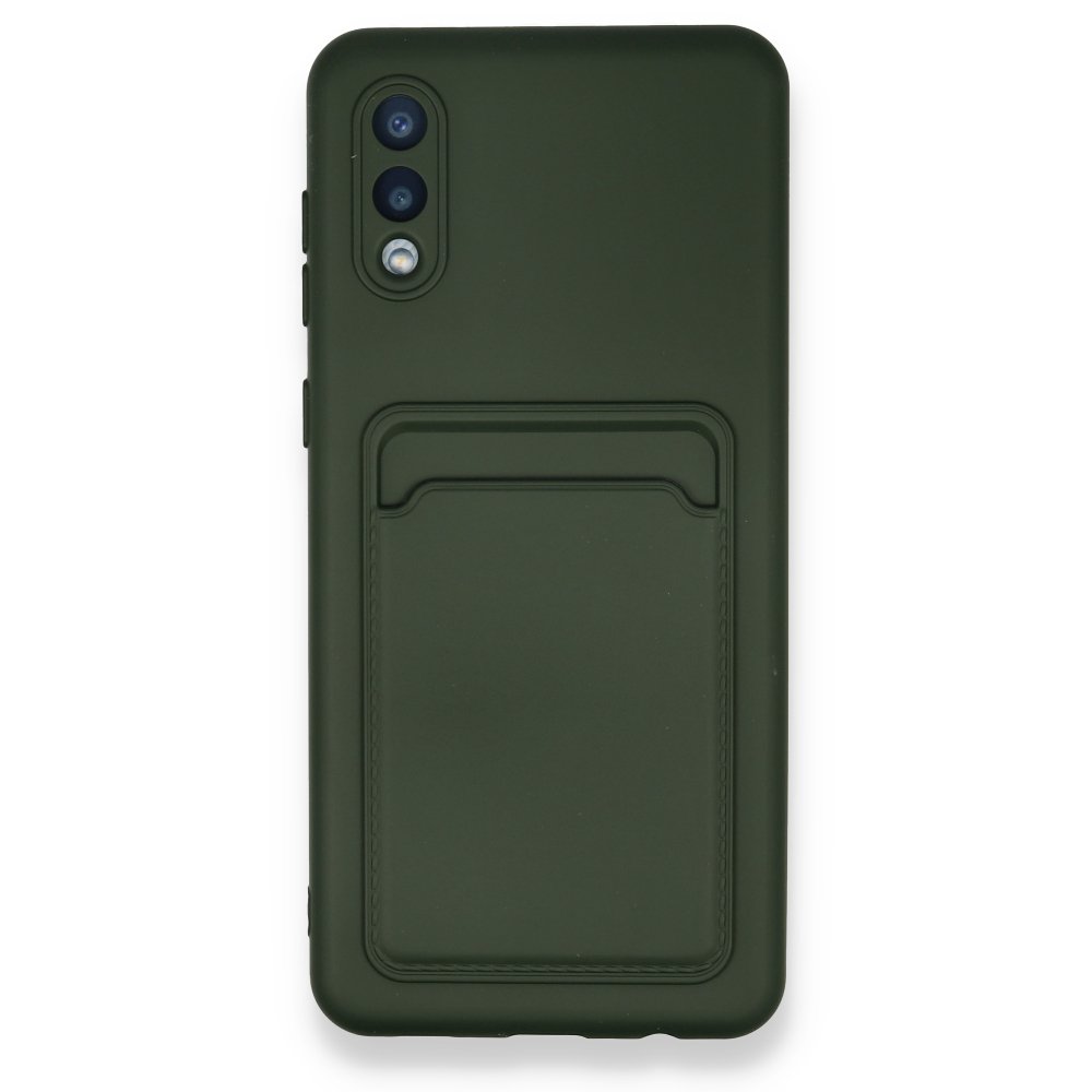  Samsung Galaxy A02 Kılıf Kelvin Kartvizitli Silikon - Koyu Yeşil