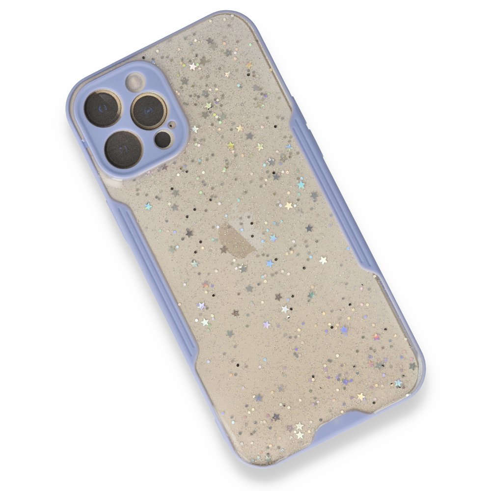  iPhone 12 Pro Max Kılıf Platin Simli Silikon - Lila