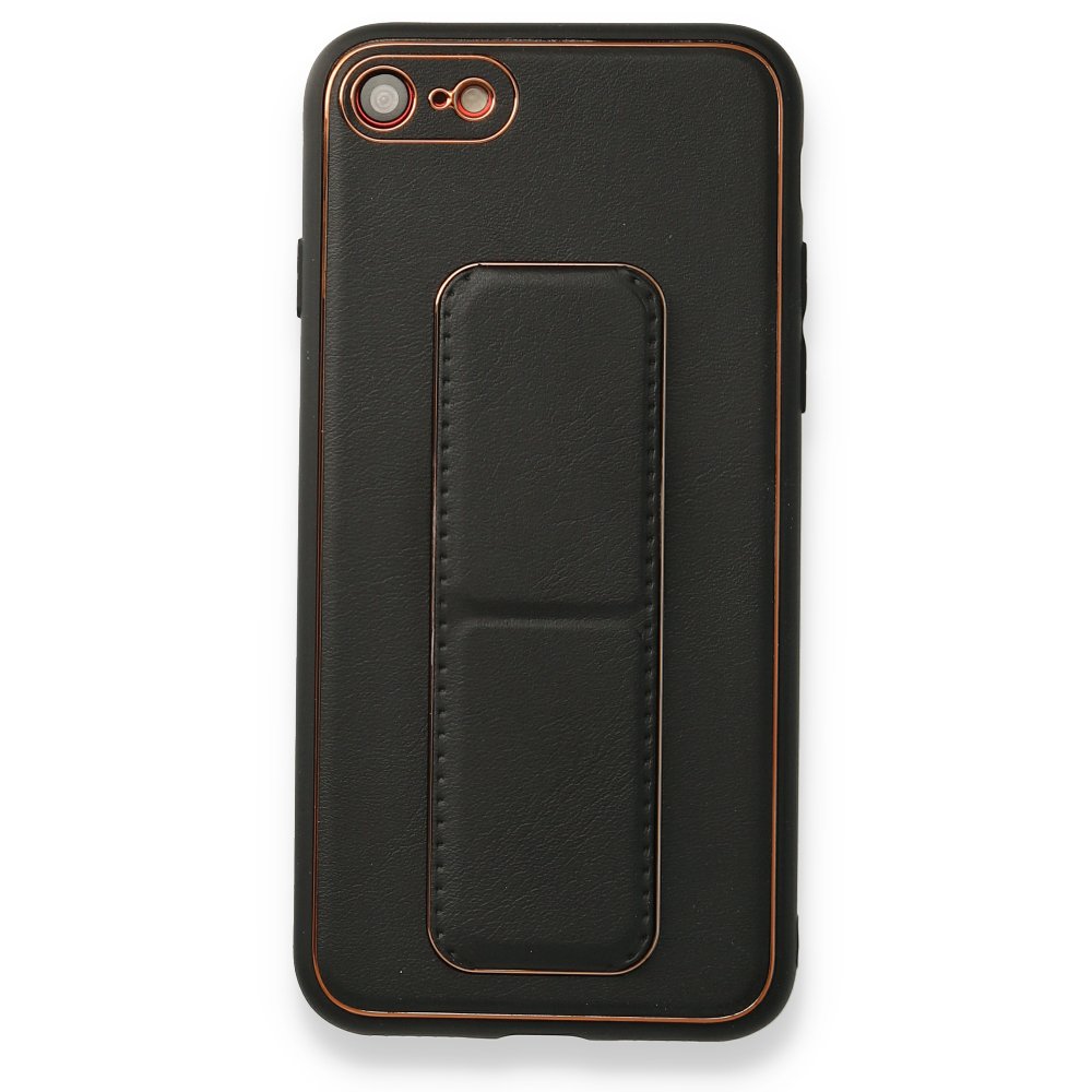  iPhone 7 Kılıf Coco Deri Standlı Kapak - Siyah