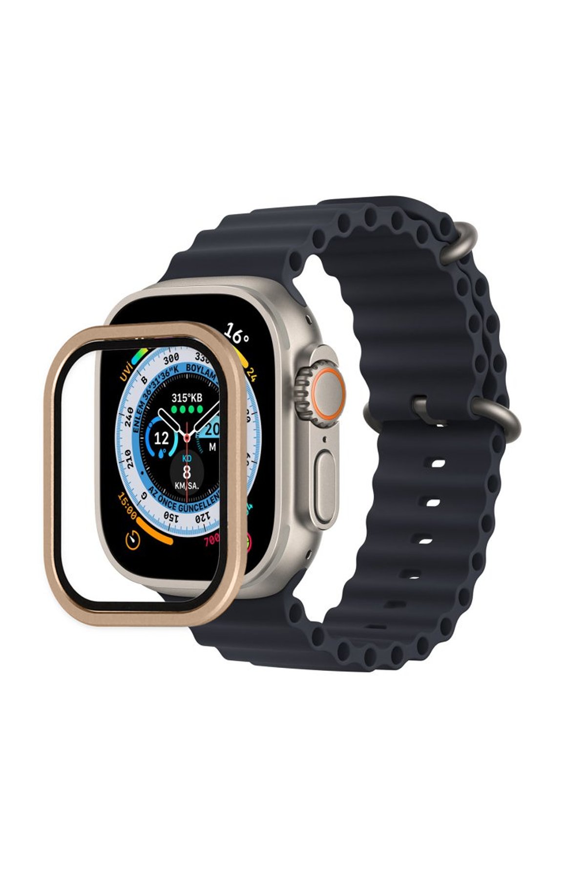  Apple Watch Ultra 49mm Alüminyum Kasa Cam Ekran Koruyucu - Yıldız Işığı
