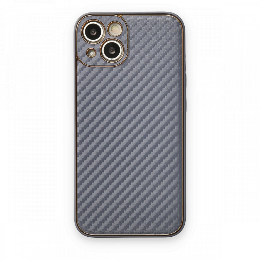 iPhone 13 Kılıf Coco Karbon Silikon - Gri  iPhone 13 Kılıf Coco Karbon Silikon - Gri
