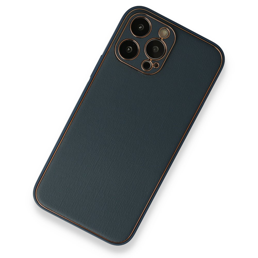 iPhone 13 Pro Kılıf Coco Deri Silikon Kapak - Mavi iPhone 13 Pro Kılıf Coco Deri Silikon Kapak - Mavi