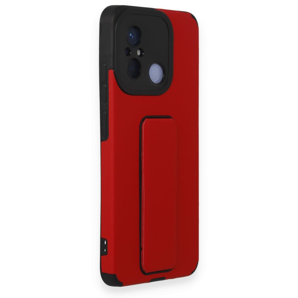 Redmi 12C Kılıf Mega Standlı Silikon - Kırmızı Redmi 12C Kılıf Mega Standlı Silikon - Kırmızı
