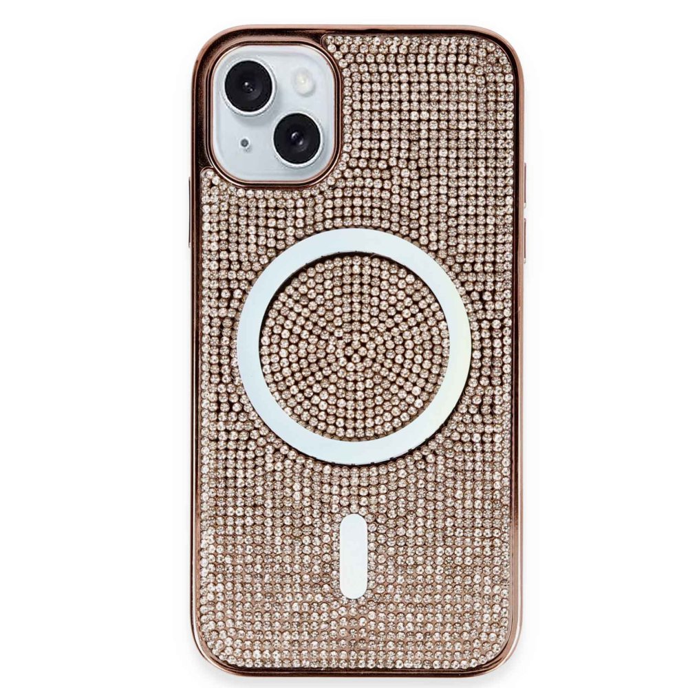  iPhone 15 Kılıf Diamond Magsafe Kapak - Pembe