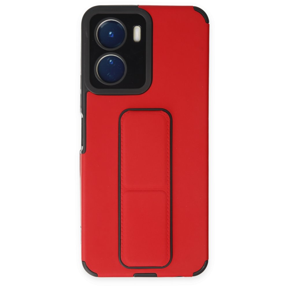 Vivo Y16 Kılıf Mega Standlı Silikon - Kırmızı Vivo Y16 Kılıf Mega Standlı Silikon - Kırmızı
