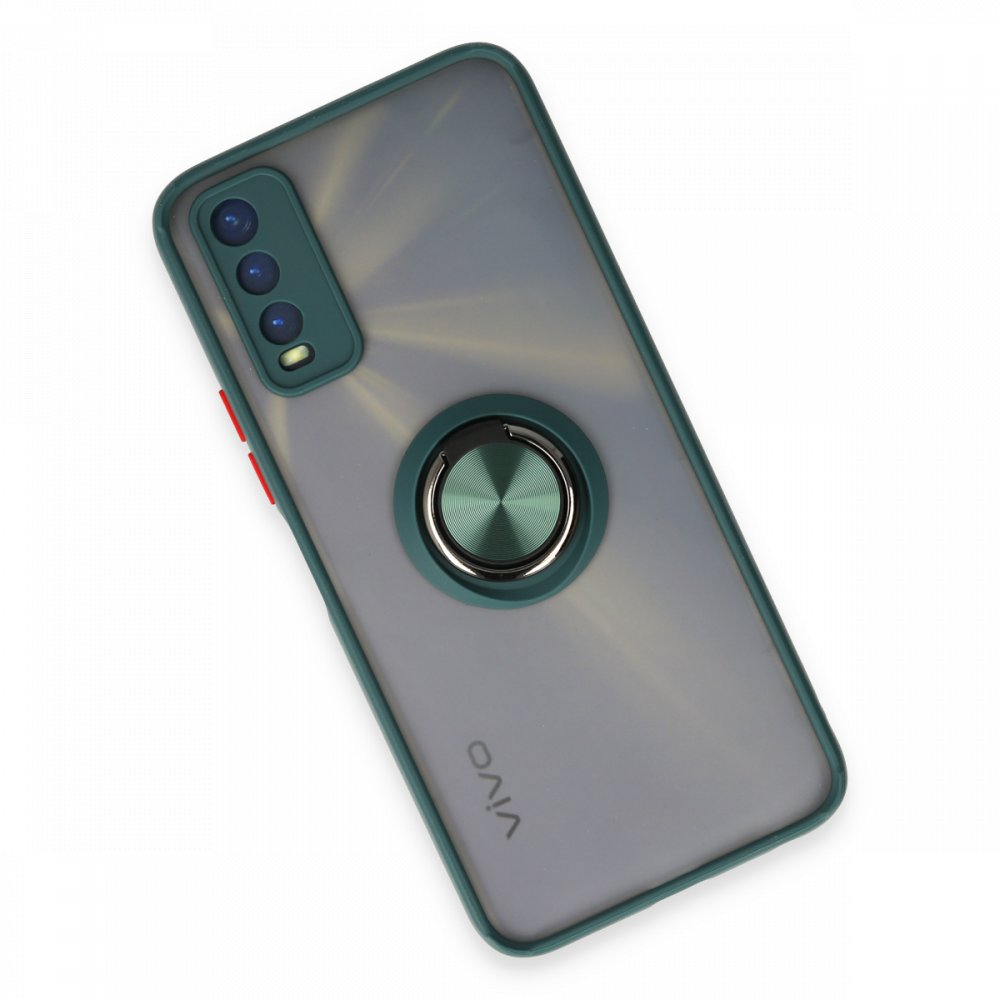  Vivo Y11S Kılıf Montreal Yüzüklü Silikon Kapak - Yeşil