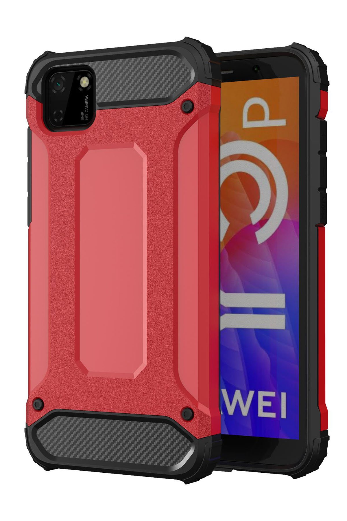 Huawei Y5P Kılıf Tank Silikon Kapak - Kırmızı Huawei Y5P Kılıf Tank Silikon Kapak - Kırmızı