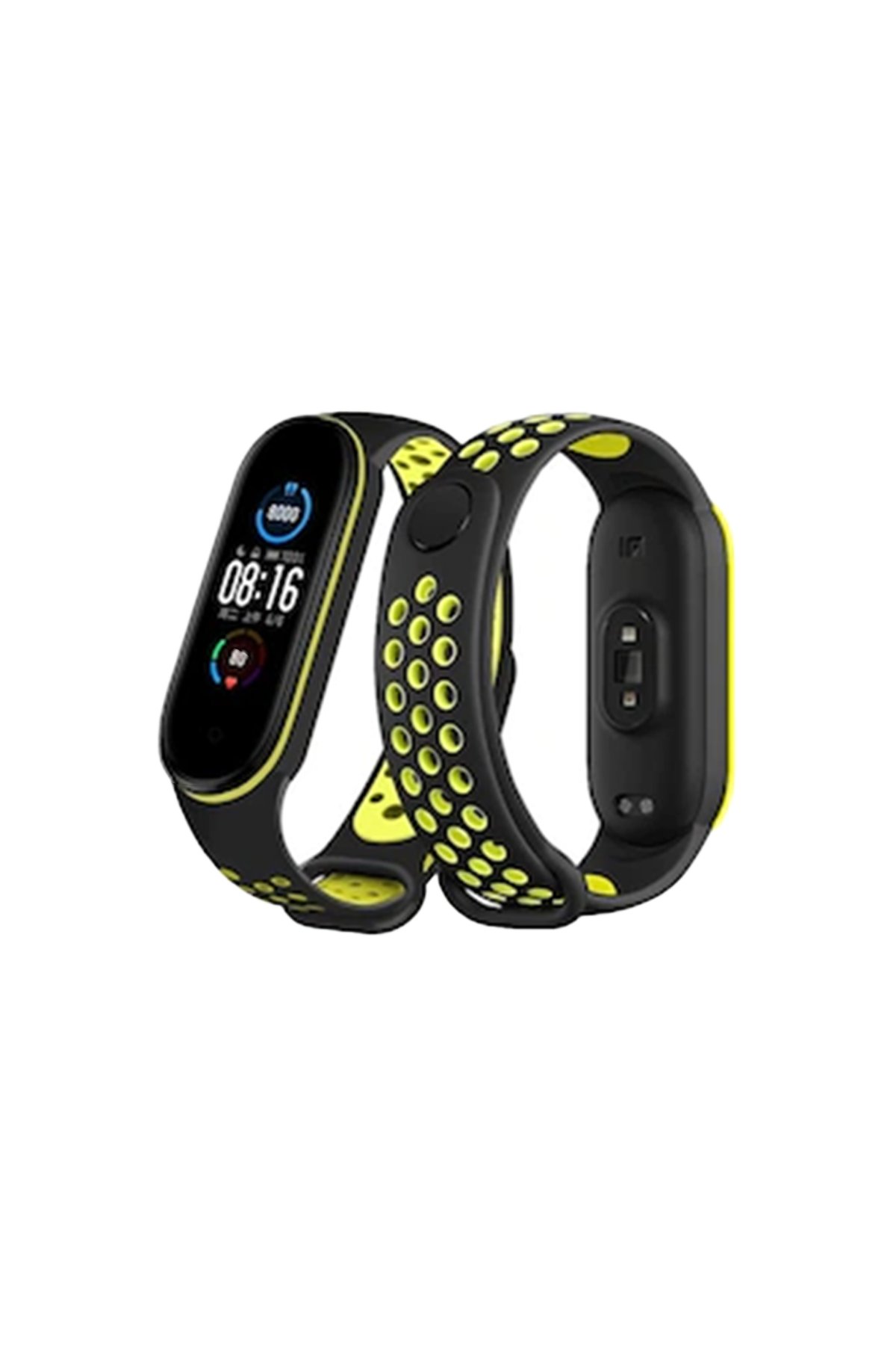  Xiaomi Mi Band 4 Spor Delikli Kordon - Siyah-Yeşil