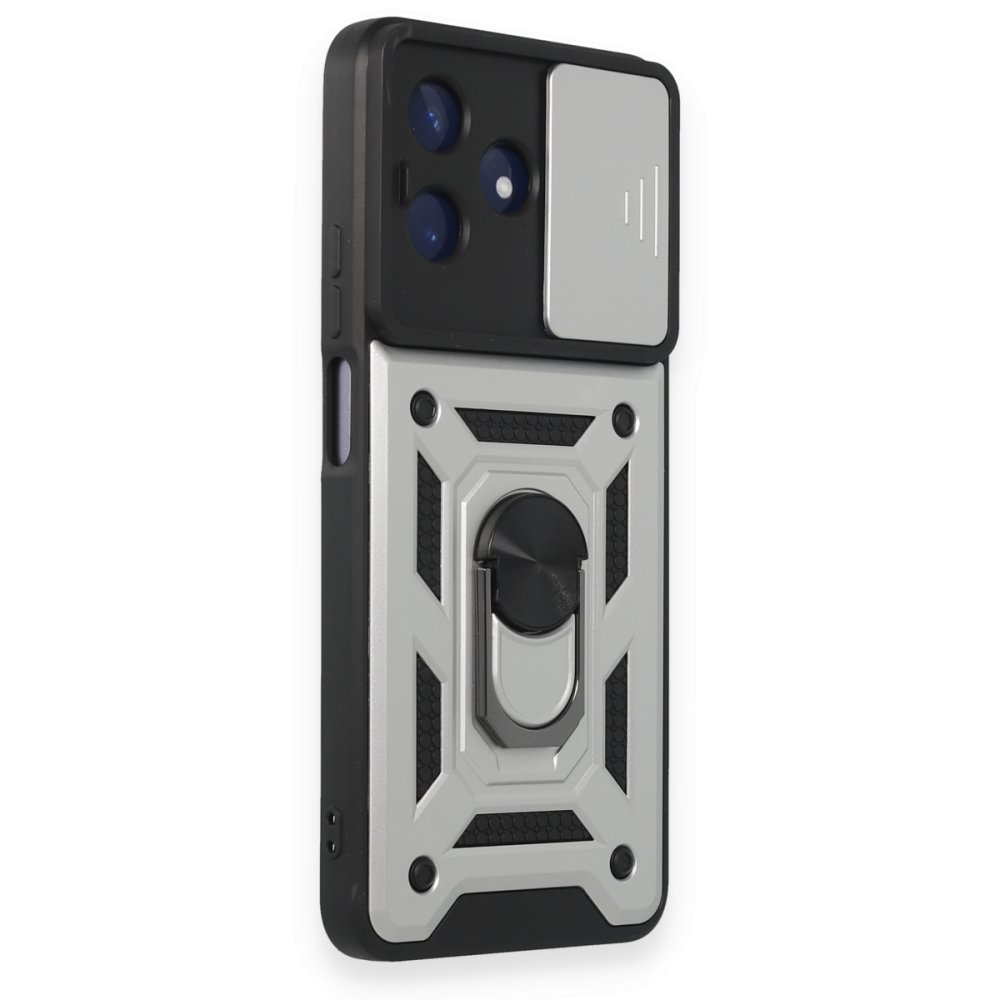  Realme C53 Kılıf Pars Lens Yüzüklü Silikon - Gümüş