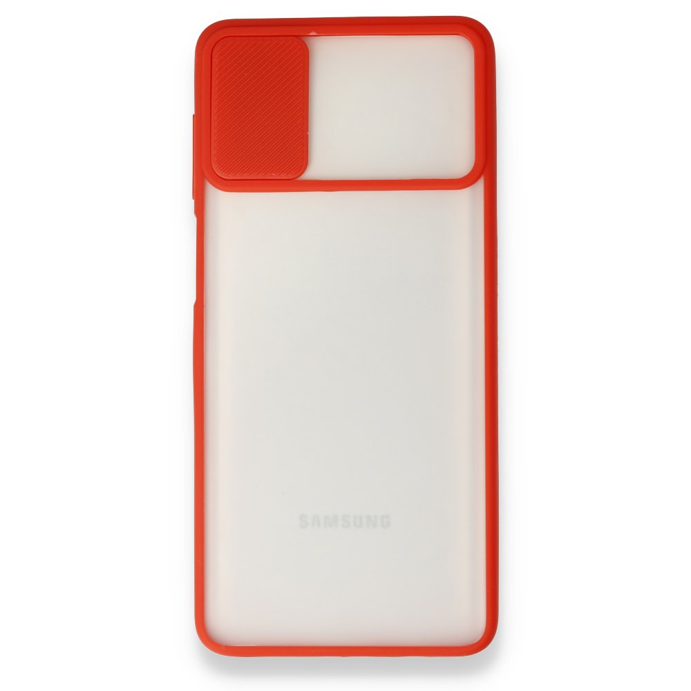  Samsung Galaxy M51 Kılıf Palm Buzlu Kamera Sürgülü Silikon - Kırmızı