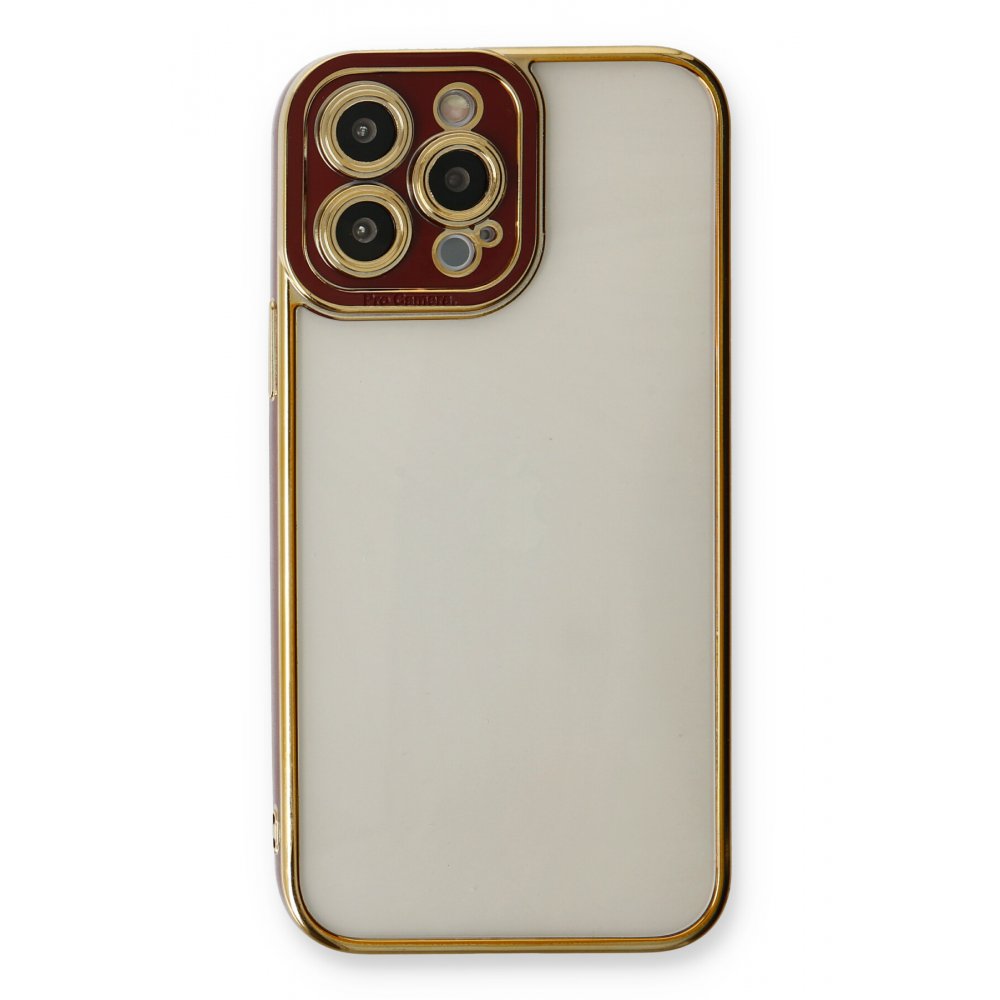  iPhone 13 Pro Kılıf Liva Lens Silikon - Bordo