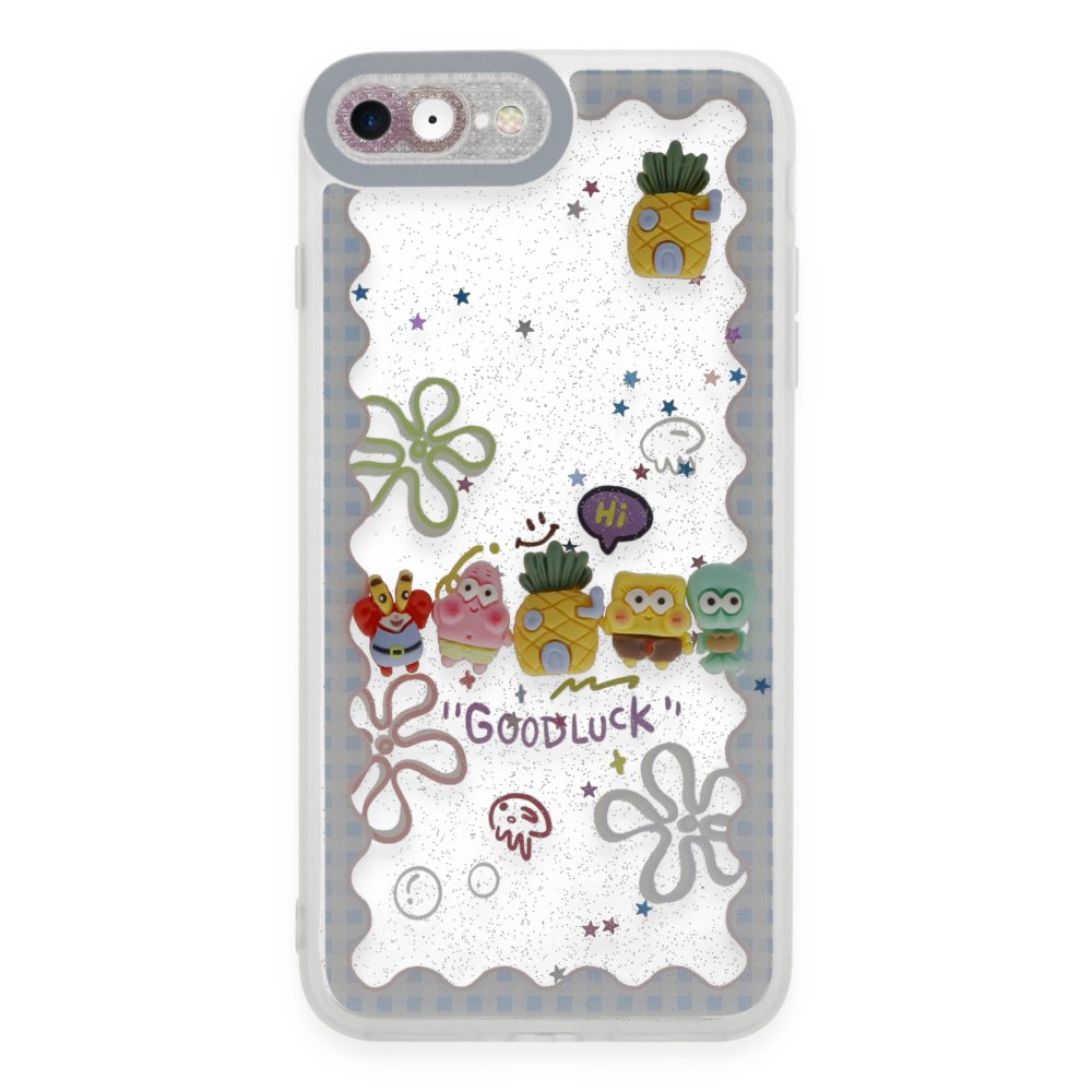  iPhone SE 2020 Kılıf Sweet Desenli Silikon Kapak - Açık Mavi