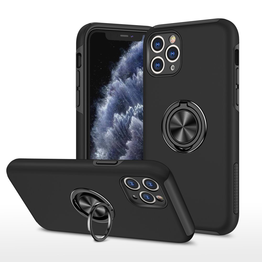  iPhone 11 Pro Kılıf Elit Yüzüklü Kapak - Siyah