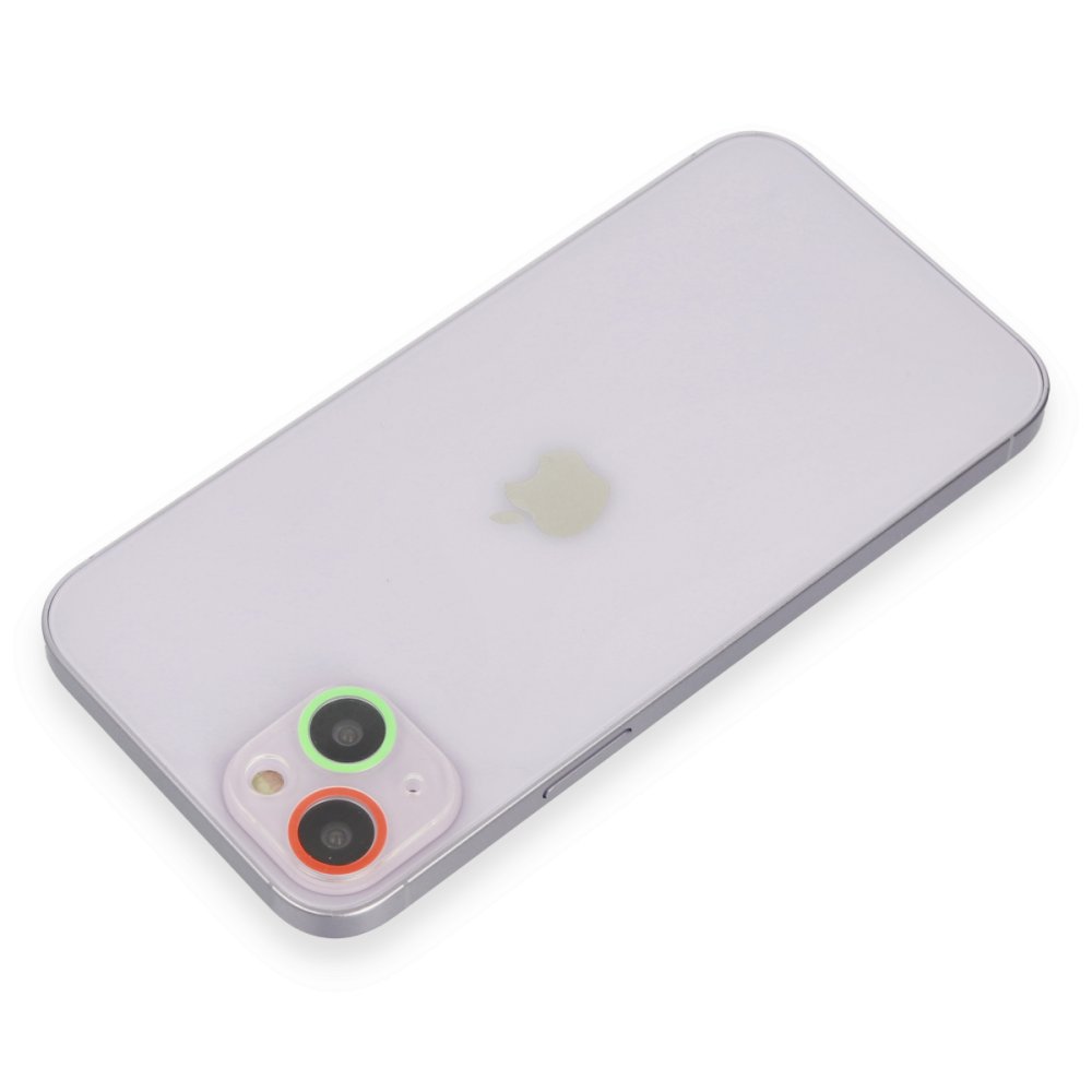  iPhone 13 Mini Renkli Kamera Lens Koruma Cam - Yeşil-Pembe