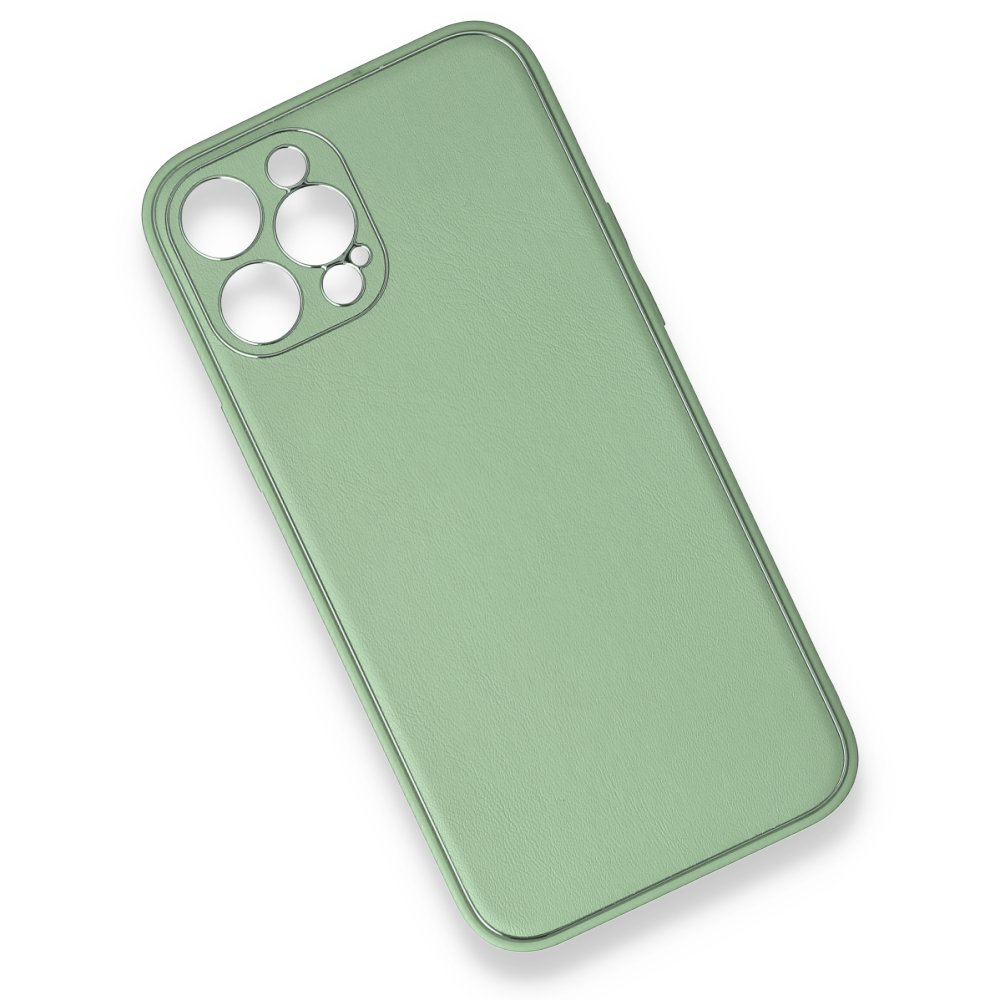 iPhone 12 Pro Kılıf Coco Deri Silikon Kapak - Açık Yeşil iPhone 12 Pro Kılıf Coco Deri Silikon Kapak - Açık Yeşil