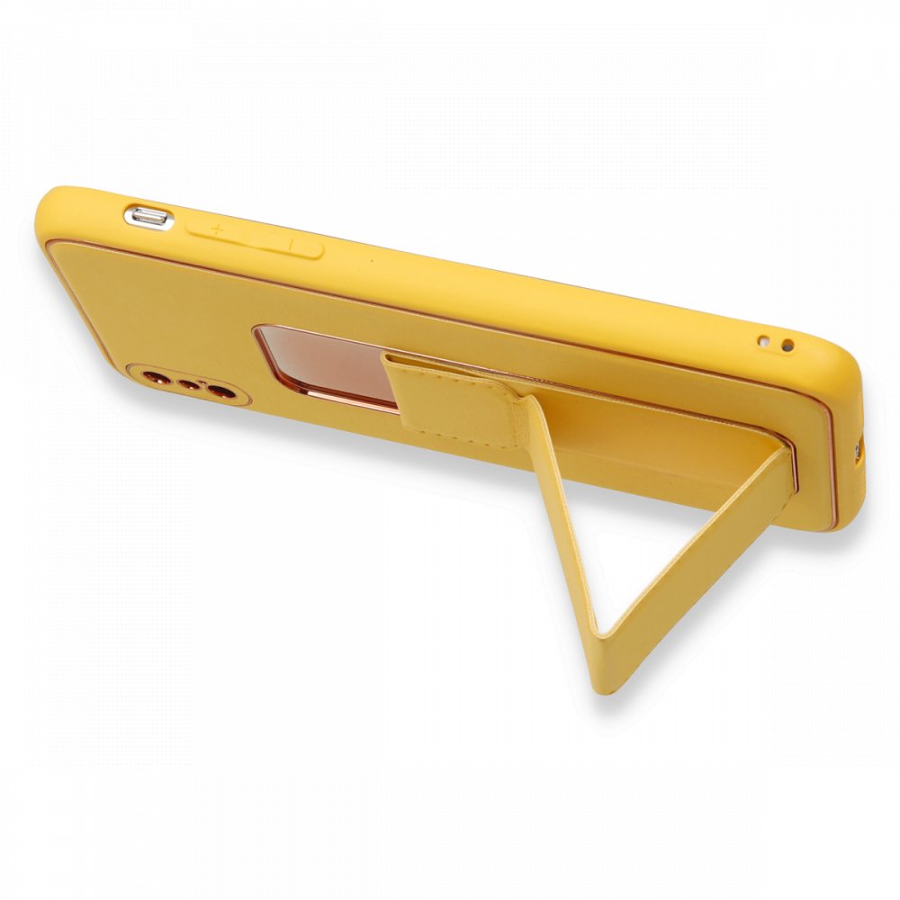 iPhone X Kılıf Coco Deri Standlı Kapak - Sarı  iPhone X Kılıf Coco Deri Standlı Kapak - Sarı